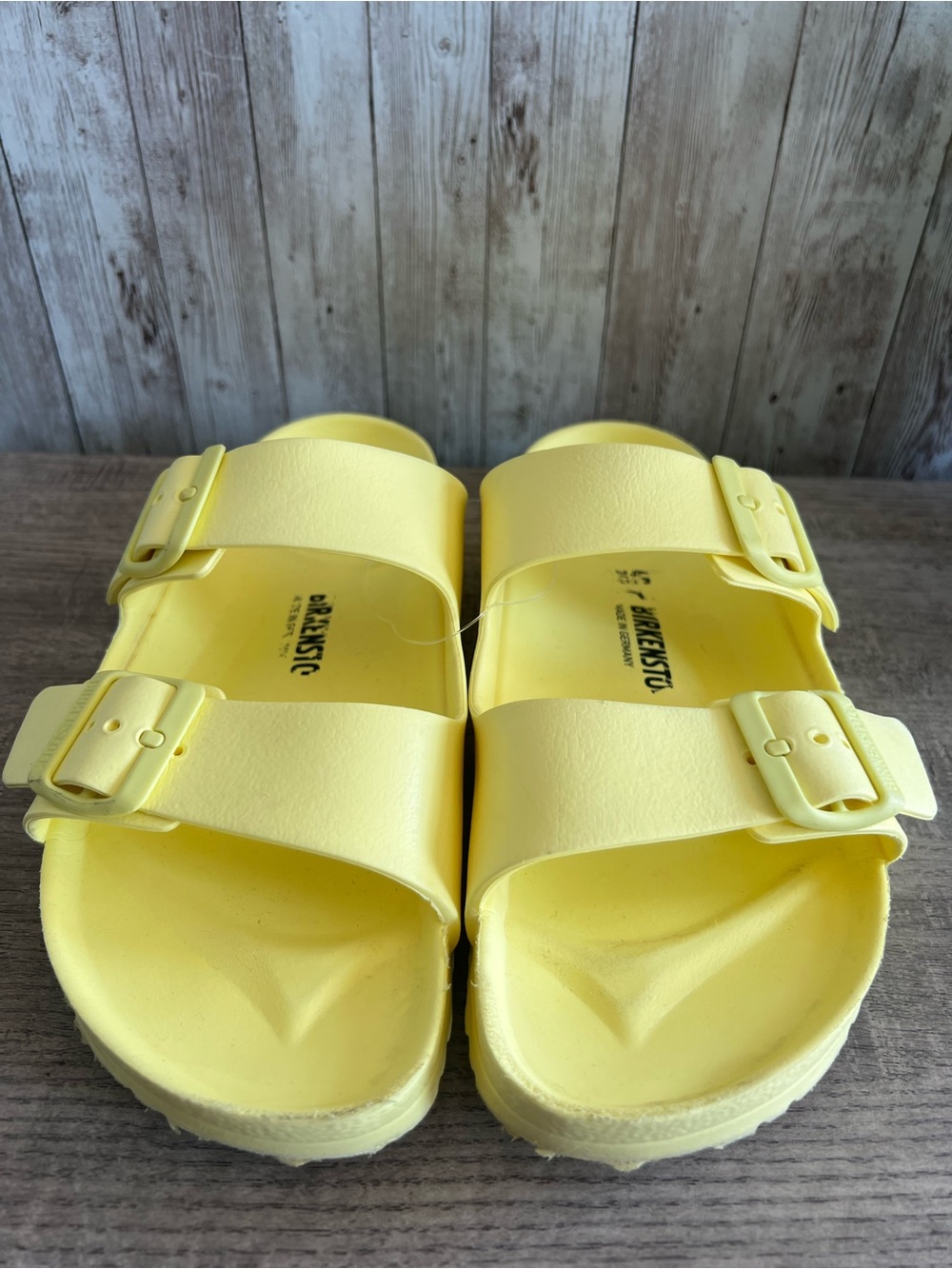 Birkenstock Arizona Essentials EVA Dual-Buckle Sandals Yellow Size 40